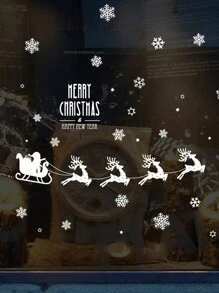 1pc Christmas Decoration Window Sticker Waterproof Adhesive For Shop Window/Glass Door Scene Decoration