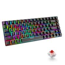 Wireless Gaming Keyboard Mechanical Blue LED Backlit Bluetooth 5.0/Wireless 2.4G/Wired 84 Keys Mini Keyboard With Rechargeable 3000mAh Battery Brown Switches Type-C USB Receiver For Windows Gaming PC - 黑紅 - 查看 1