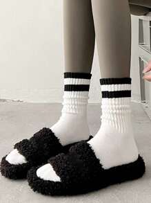 5pairs/Pack Solid Color Socks, Sports Style Ankle Socks For Women, Autumn/Winter - White - View 2