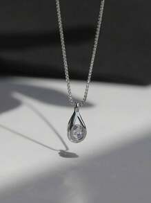 1 pieza Collar de colgante de gota de agua de circonita cúbica de aleación de cobre para mujer