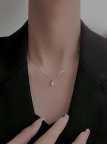 1 pieza Collar de colgante de gota de agua de circonita cúbica de aleación de cobre para mujer