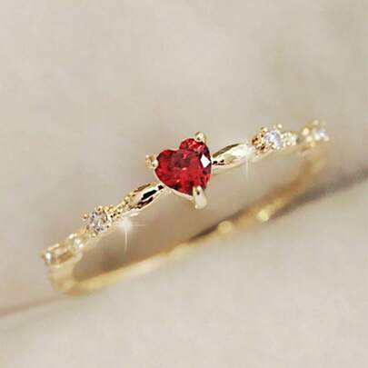 1pc Cubic Zirconia Cute Ring For Teenagers, Suitable For Birthday Party