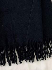 Bufanda De Lana Color Café Para Mujer, Suave Y Cálida, Estilo Simple Con Sentido De Diseño Único, Para Primavera Y Otoño, 1 Ud. - Negro - Ver 8