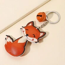 1 件男女通用 Pu 皮鈴和卡通狐狸吊墜適用於包、鑰匙、汽車鑰匙扣裝飾