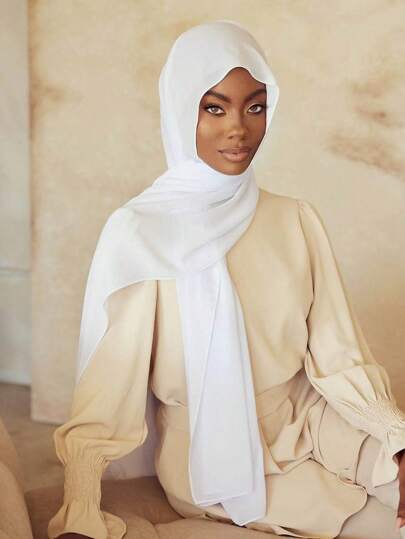 1 pieza Accesorio de abaya Pañuelo de gasa de unicolor con perlas falsas suaves para mujer con múltiples formas de uso, adecuado para uso diario como diadema, hijab suave y ropa con velo