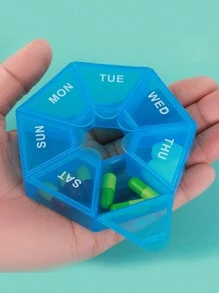 1pc Blue Pill Case, Plastic 7 Days Tablet Box Portable Tablet Storage Holder, Travel Organizer Pill Dispenser Container for Home,Survival Supplies, 7 Compartments - Blue - View 4