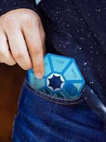 1pc Blue Pill Case, Plastic 7 Days Tablet Box Portable Tablet Storage Holder, Travel Organizer Pill Dispenser Container for Home,Survival Supplies, 7 Compartments - Blue - View 3