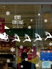 1pc Christmas Decoration Window Sticker Waterproof Adhesive For Shop Window/Glass Door Scene Decoration