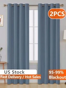 Estelar Textiler 2 Panels Solid Thermal-Insulated Blackout Curtains For Bedroom And Living Room For Protection Against Ultraviolet Rays,