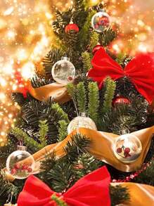12 pezzi - 6cm/8cm/10cm Palline di Natale con copertura argento e trasparente, decorazioni di Natale fai-da-te, palline di plastica trasparenti riempibili, con coperchio rimovibile, decorazioni sospese adatte per Natale, compleanni, matrimoni, decorazione albero di Natale - Trasparente - Visualizzare 5