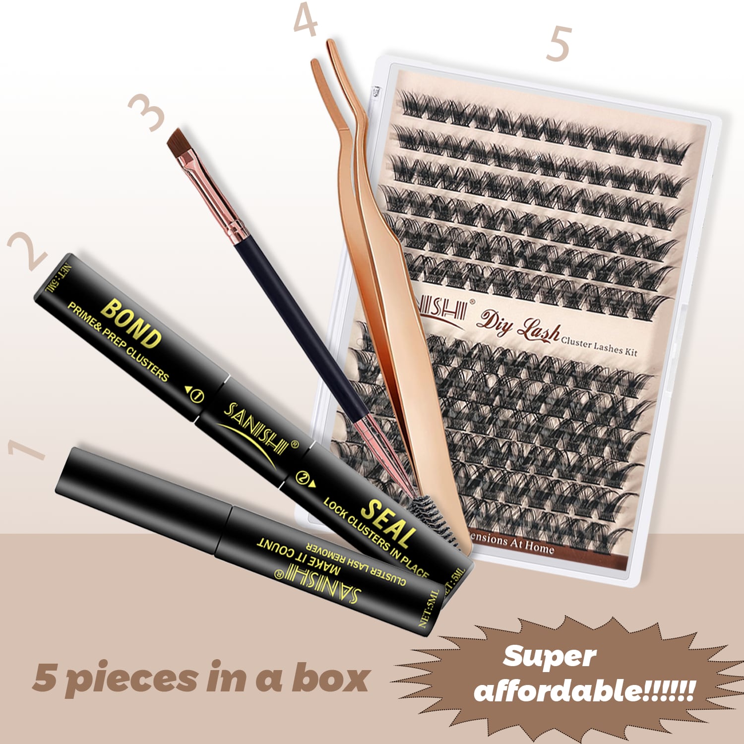 SANISHI DIY Eyelash Extension Kit, Including 144 False Eyelashes