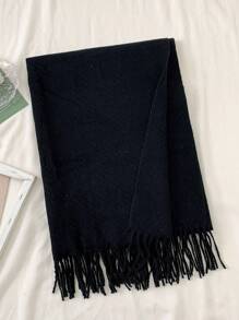 Bufanda De Lana Color Café Para Mujer, Suave Y Cálida, Estilo Simple Con Sentido De Diseño Único, Para Primavera Y Otoño, 1 Ud. - Negro - Ver 6