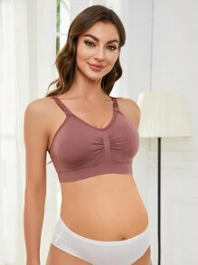 Confezione da 3 mutande in nylon per maternità, reggiseno per allattamento senza fili con fibbia anteriore apribile, regolabile e push-up