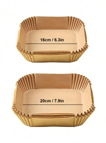 30入/50入/100入/125入熱風炸鍋墊，矽膠雙面防油烤紙，適用於微波爐。防粘，防油和防水烘焙紙墊。適用於2/3/4 Qt 空氣炸爐，廚房用品，炸鍋墊，炸鍋紙，氣炸鍋，炸鍋 - 棕色 - 查看 4