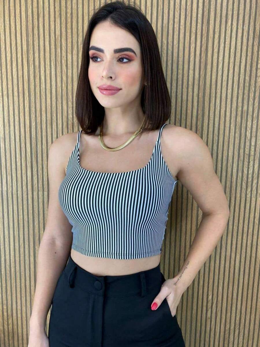 Women Tank Tops & Camis - Black and White - View 1