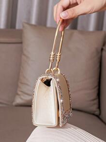 Vincy閃爍手袋亮晶晶閃閃發光，光彩奪目，優雅時尚，精緻的鑲嵌鑽石裝飾手拿包，適合參加聚會、婚禮、日常及時尚活動的晚宴包，晚禮服包，適用於派對女孩、女士，是派對、婚禮、舞會、晚餐/宴會等場合的完美選擇，非常適合女性，是最好的女士禮物 - 香檳色 - 查看 5