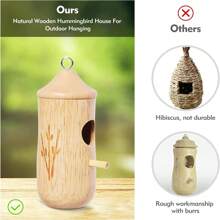 1pc Wooden Outdoor Hanging Birdhouse For Hummingbirds - Beige - View 4