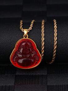 1 Peça Colar De Moda Feminina Pingente De Buda Com Tom Gold E Corrente Folheada A Ouro 18 Ct Para Uso Diário