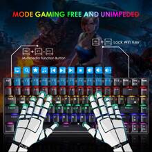 Wireless Gaming Keyboard Mechanical Blue LED Backlit Bluetooth 5.0/Wireless 2.4G/Wired 84 Keys Mini Keyboard With Rechargeable 3000mAh Battery Brown Switches Type-C USB Receiver For Windows Gaming PC - 黑色混光 - 查看 3