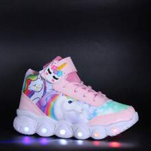 Tenis Botinha Infantil Unicornio de Luz Led Brilha+ Pulseira
