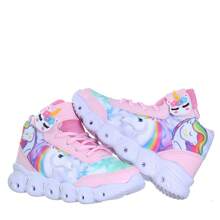 Tenis Botinha Infantil Unicornio de Luz Led Brilha+ Pulseira