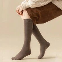 1/2/3/4双装女士过膝袜，保暖内衬，中筒袜，冬季保暖睡袜，舒适