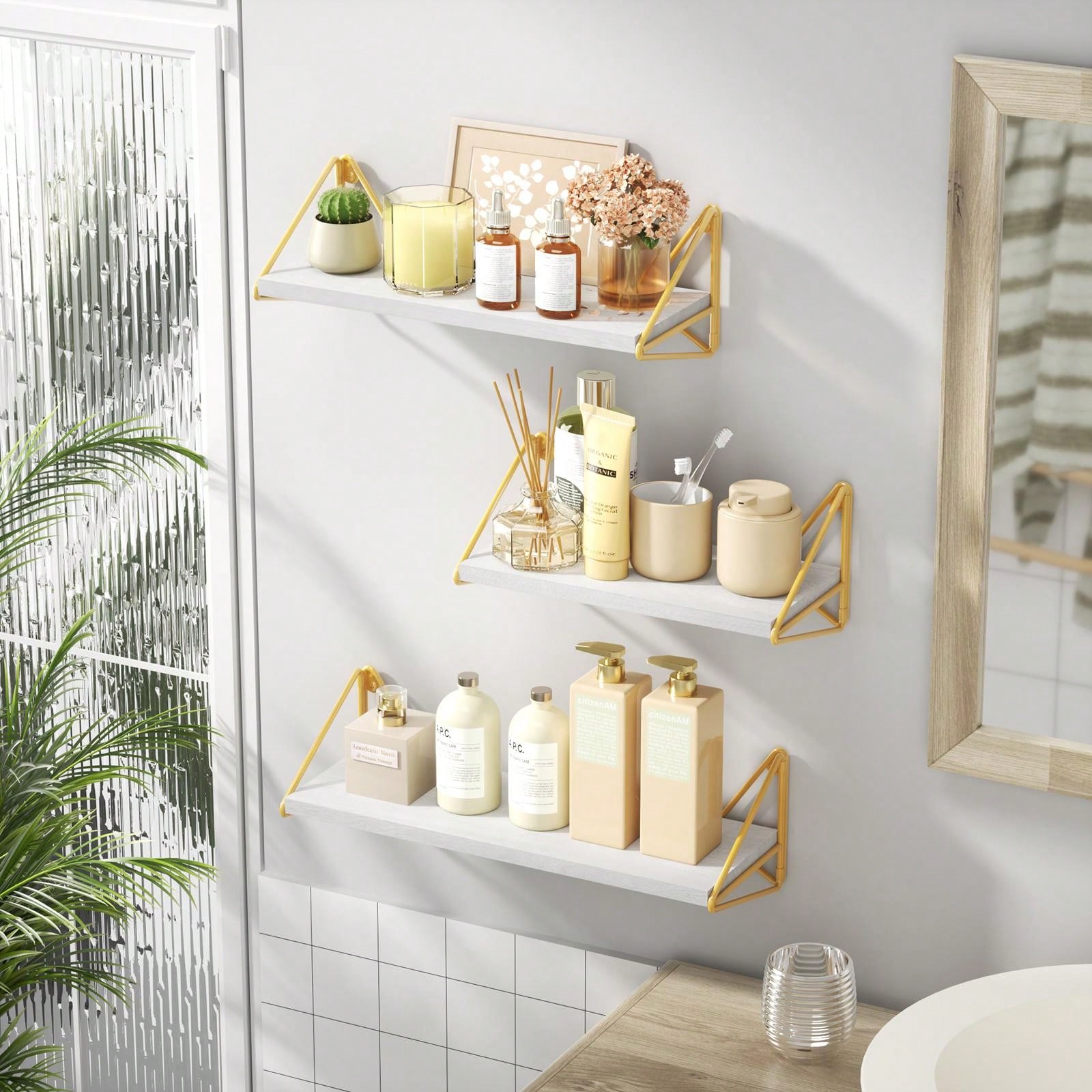 SRIWATANA Floating Shelves Wall Mounted, Rustic Wood Wall Shelves Set