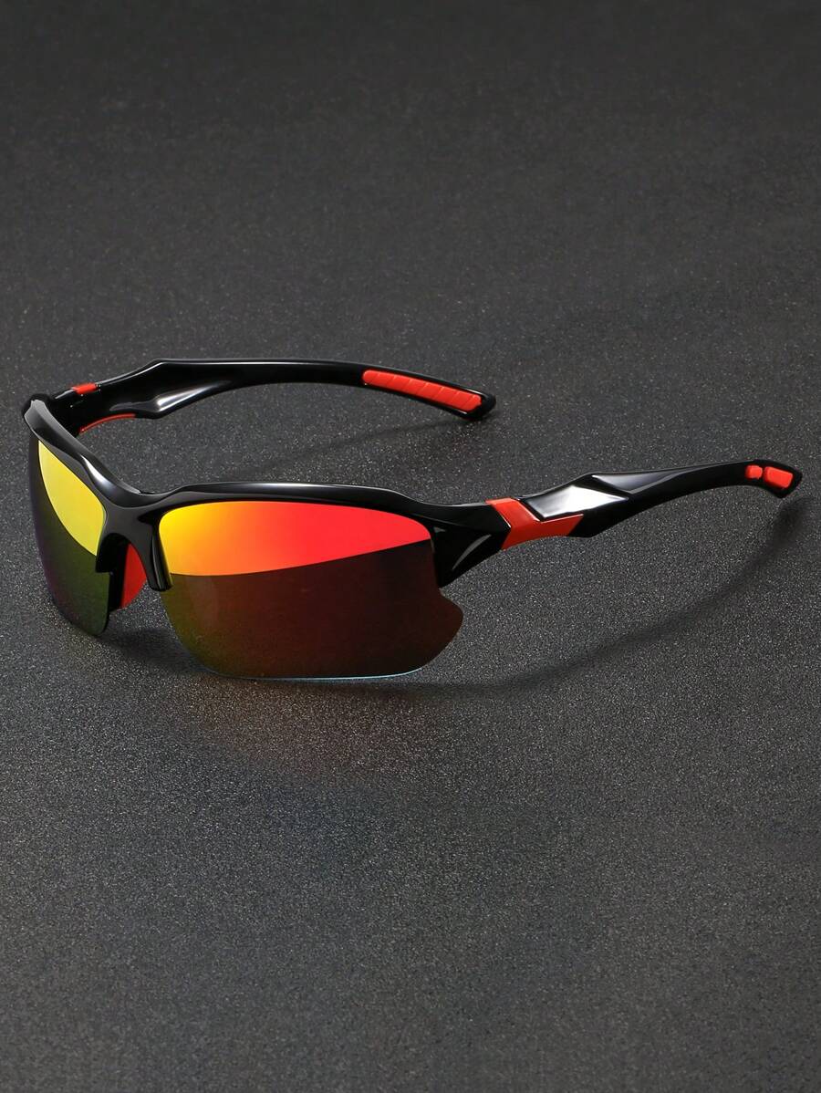 1 件男士偏光太阳镜，运动骑行户外眼镜街头海滩配件太阳镜太阳镜遮阳镜适合夏季海滩度假、户外、旅行 - 橘色 - 查看 1