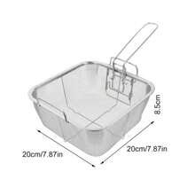 CANASTILLA METALICA PARA FREIDORA ACERO PAPAS A LA FRANCESA CAPEADO ACEITE CESTA ESCURRIDOR COMIDA - Plateado - Ver 3