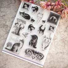 1pc Cat Shaped Transparent Silicone Stamp, 18cm*14cm - Clear - View 1
