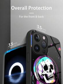 1pc Universe Themed Skull Man Pattern Protective Glass Case Compatible With Apple Models - Multicolor - View 3