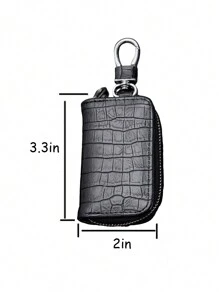 1入黑色鱷魚紋萬能車鑰匙套,拉鍊式車鑰匙皮夾車用配件 - 彩色 - 查看 4