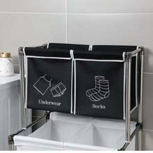 Laundry Hamper 2 Tier Laundry Sorter With 4 Removable Bags For Organizing Clothes, Laundry, Lights, Darks - Silver - View 5