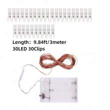 1 pieza Luces de cuerda con pinzas para fotos con pilas, luces de hadas con 30/50 pinzas LED, luces de cuerda LED de 32.8ft/16.4ft/9.84ft utilizadas para colgar tarjetas de fotos en las paredes del dormitorio para decoraciones navideñas, de jardín, de Acción de Gracias, de boda, fiestas y decoración del hogar, decoración de habitaciones, decoración de invierno