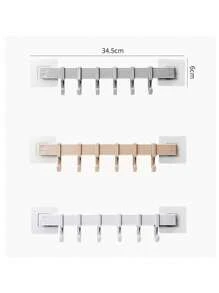1 件可调节厨房收纳架墙壁强力挂钩浴室门卫生间挂架毛巾架衣服钥匙钩厨房收纳 - 灰色 - 查看 6