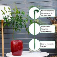 5包11英寸塑膠植物,隱形植物支撐棍棒帶環適用於室內戶外植物,植物支撐合適的適用於盆栽植物花卉牡丹百合玫瑰番茄 - 綠色 - 查看 4