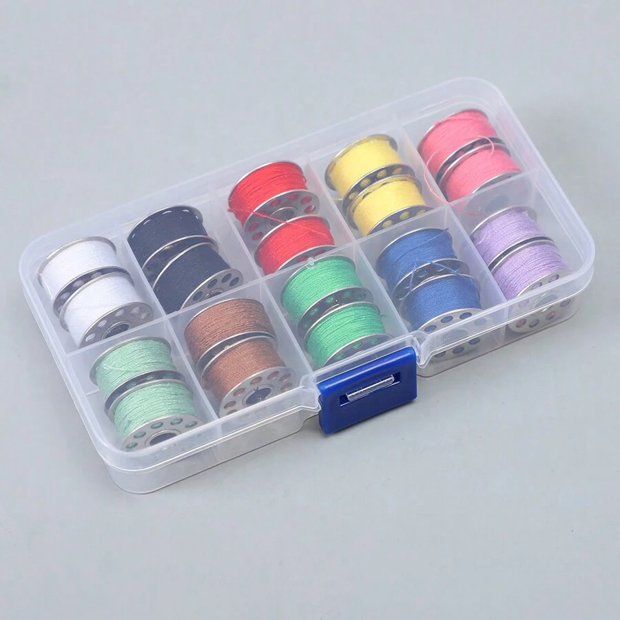 20入組家用多功能縫紉機配件,彩色盒裝帶線和金屬卷筒 - 彩色 - 查看 1