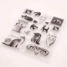 1pc Cat Shaped Transparent Silicone Stamp, 18cm*14cm - Clear - View 4