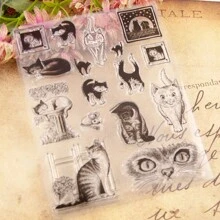 1pc Cat Shaped Transparent Silicone Stamp, 18cm*14cm - Clear - View 3