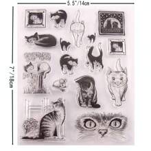 1pc Cat Shaped Transparent Silicone Stamp, 18cm*14cm - Clear - View 2