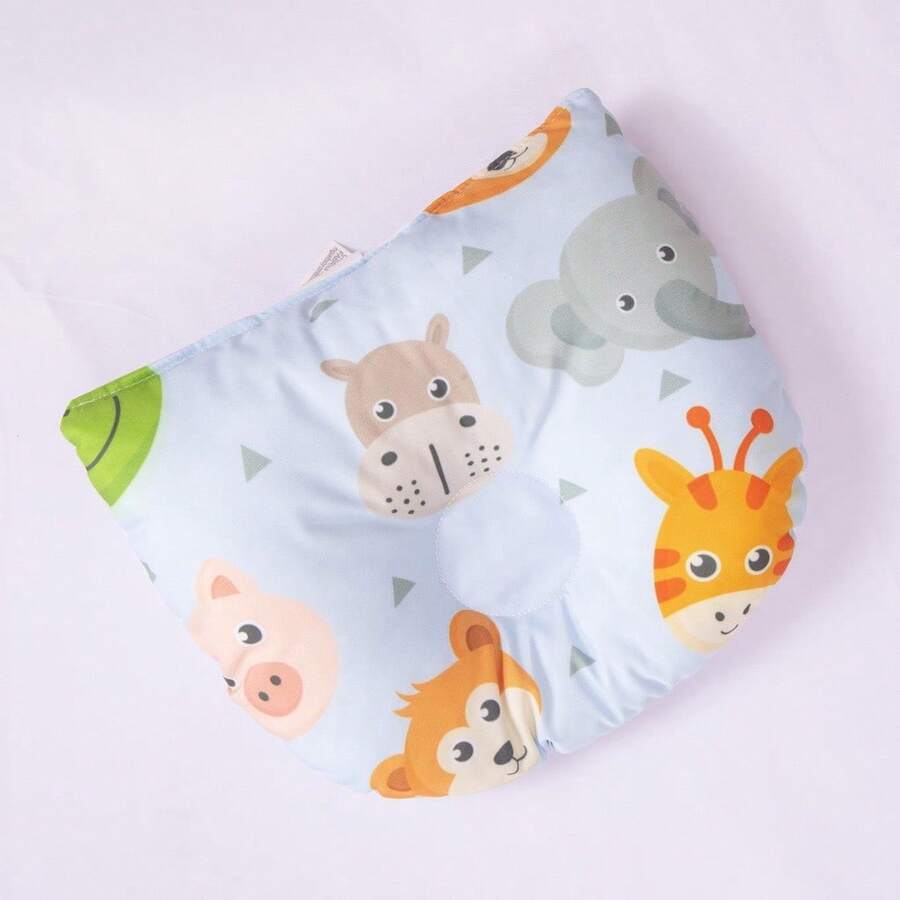 Travesseiro Para Recém Nascido Modelador Para Bebe Carinha de Animais - Azul - Visão 1