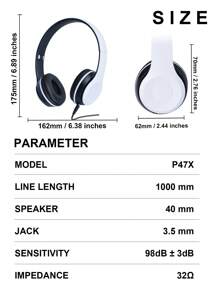 可折疊有綫頭戴式耳機 - 黑與白 - 查看 2