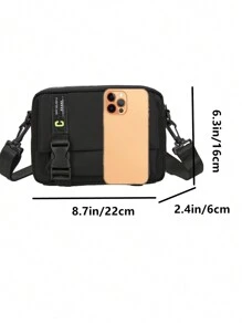 简约休闲通勤男士单肩斜挎包单肩包单肩包侧包旅行商务度假必备轻便随身包大学生方形包方形包方形包大学生书包夏季男朋友礼物男士礼物万圣节圣诞节男士包学生包书包尖叫斜挎包 - 黑色 - 查看 3