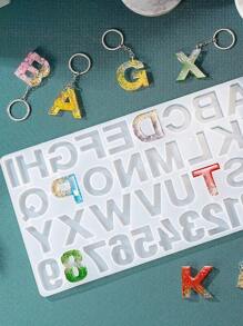 1 件硅胶字母树脂模具、反向数字字母珠宝、硅胶树脂模具、树脂铸造硅胶字母模具、DIY 工艺铸造、字母珠宝生产 - 白色 - 查看 9