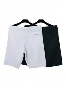 KL modas KIT 2 bermuda sulf tactel com elastano moda praia academia secagem rapido conforto - Preto e Branco - Visão 2