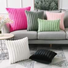1 件黑色枕套,方形墊套,度假家居裝飾,柔軟舒適的防兔毛面料,現代裝飾沙發,適合家庭臥室、宿舍使用 - 黑色 - 查看 6