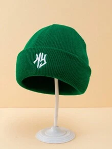 1pc Or 2pcs Men's 3D Letter Embroidered Knit Beanies, Suitable For Autumn/Winter Fall Outfit - Green - View 3