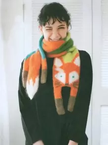 1條女士狐狸圖案的秋冬保暖時尚圍巾 - 彩色 - 查看 1