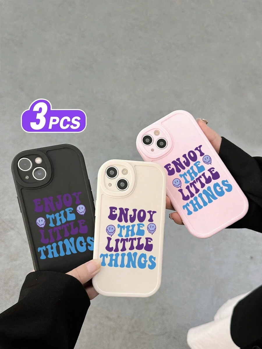 3入組簡約英文字母霧面手機殼，兼容iPhone - 彩色 - 查看 1