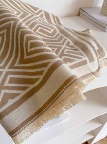 1 pezzo Elegante sciarpa/scialle in misto cachemire jacquard a righe, calda, adatta per accessori di abbigliamento quotidiano da donna